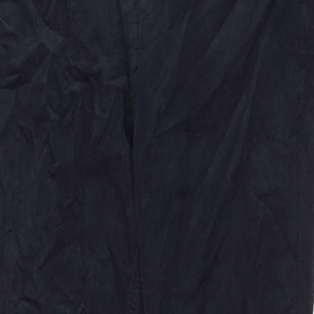 Marks and Spencer Womens Blue Cotton Trousers Size 18 Regular Zip