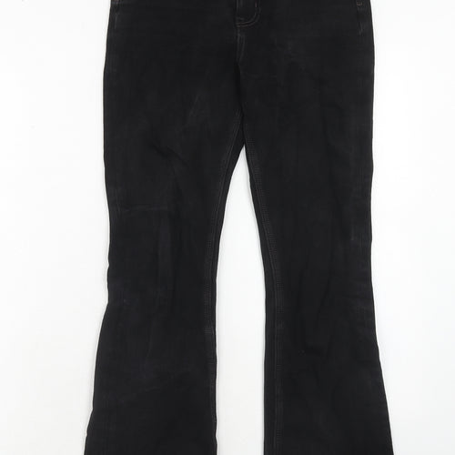 Marks and Spencer Womens Black Cotton Flared Jeans Size 28 in Slim Zip