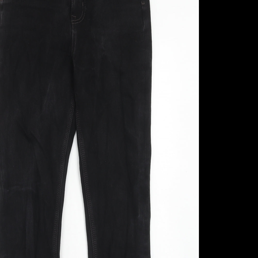 Marks and Spencer Womens Black Cotton Flared Jeans Size 28 in Slim Zip