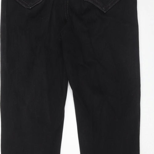 Marks and Spencer Womens Black Cotton Flared Jeans Size 28 in Slim Zip