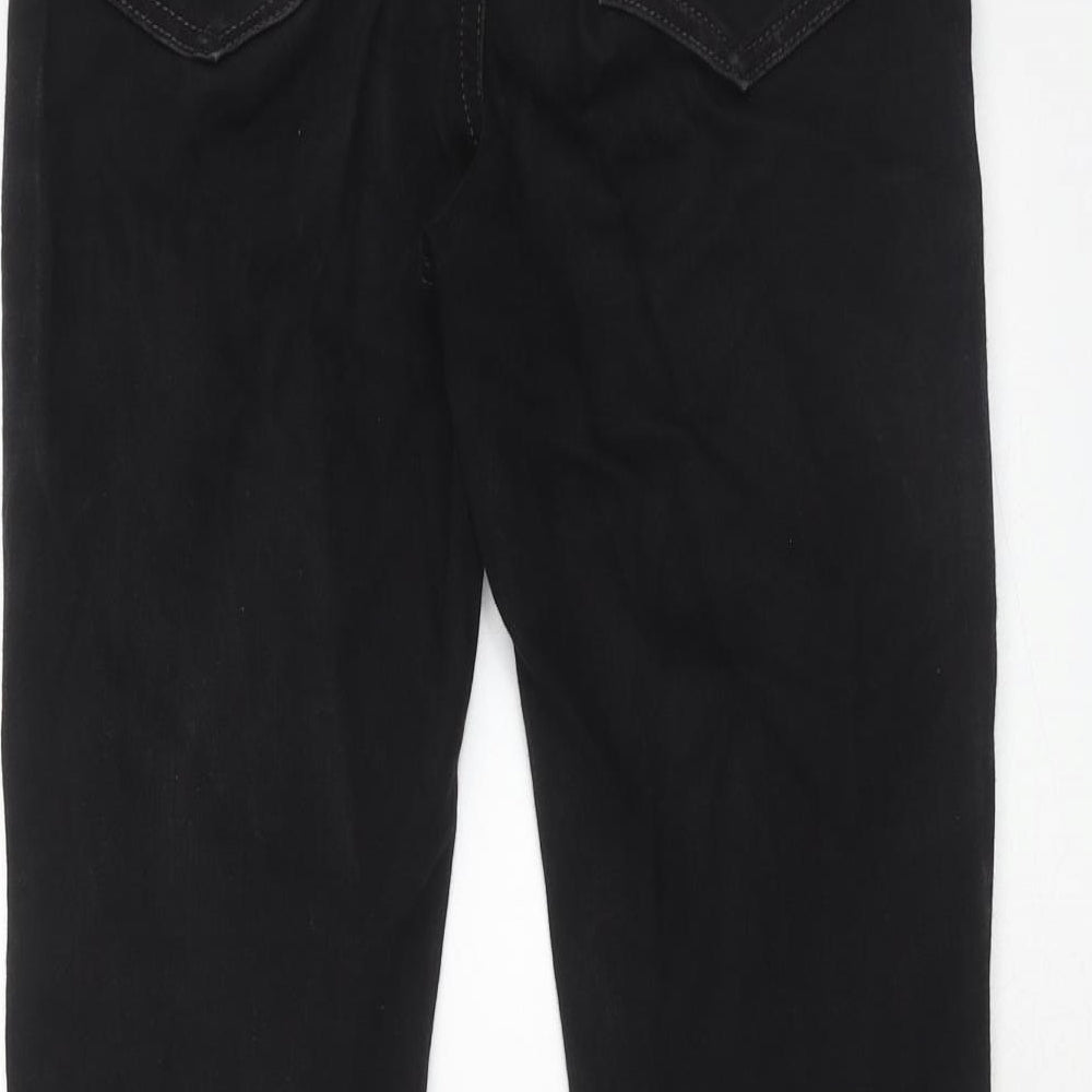 Marks and Spencer Womens Black Cotton Flared Jeans Size 28 in Slim Zip