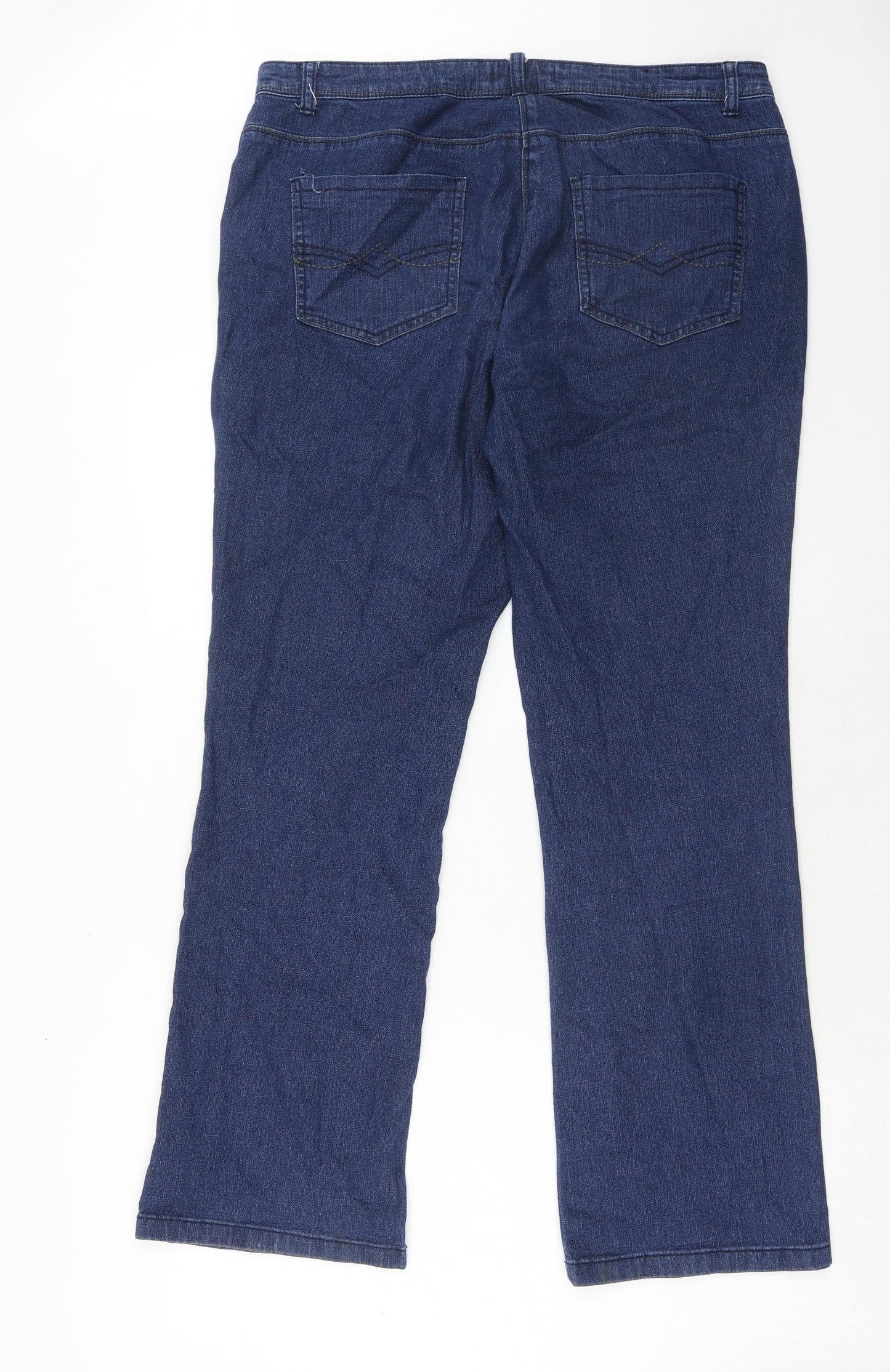 Bonmarché Womens Blue Cotton Bootcut Jeans Size 16 Regular Zip