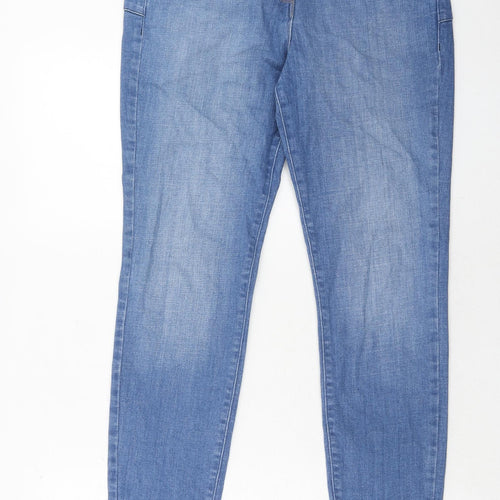 NEXT Womens Blue Cotton Skinny Jeans Size 14 Slim Zip - Lift & Shape