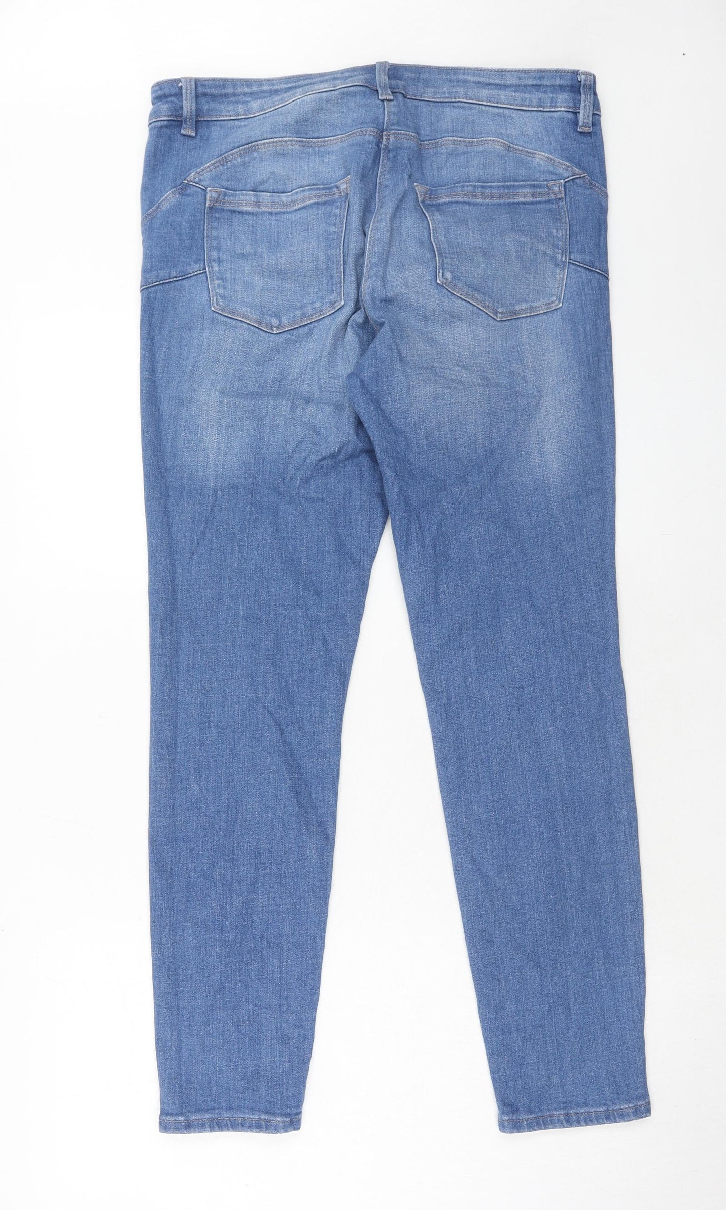 NEXT Womens Blue Cotton Skinny Jeans Size 14 Slim Zip - Lift & Shape