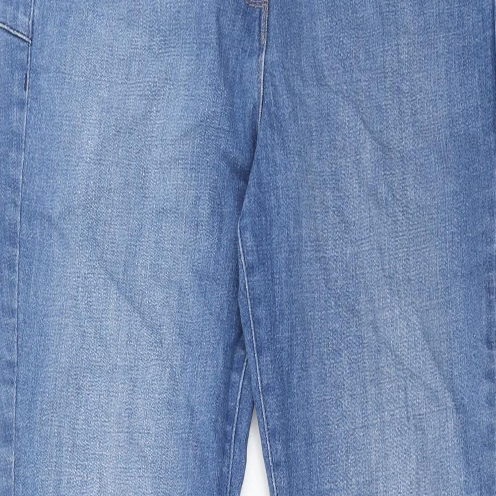 NEXT Womens Blue Cotton Skinny Jeans Size 14 Slim Zip - Lift & Shape