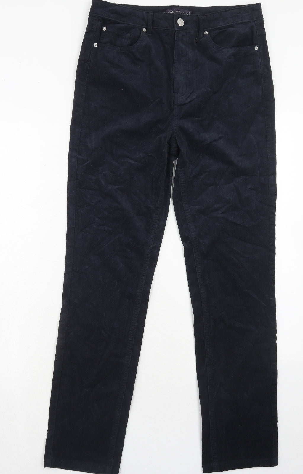 Marks and Spencer Womens Blue Cotton Trousers Size 12 Regular Zip