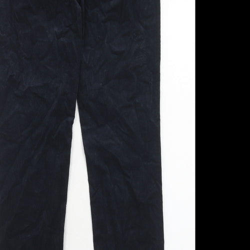 Marks and Spencer Womens Blue Cotton Trousers Size 12 Regular Zip