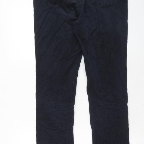 Marks and Spencer Womens Blue Cotton Trousers Size 14 Regular Zip