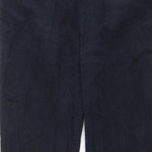 Marks and Spencer Womens Blue Cotton Trousers Size 14 Regular Zip