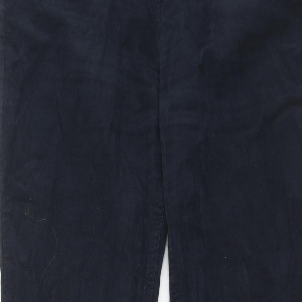 Marks and Spencer Womens Blue Cotton Trousers Size 14 Regular Zip