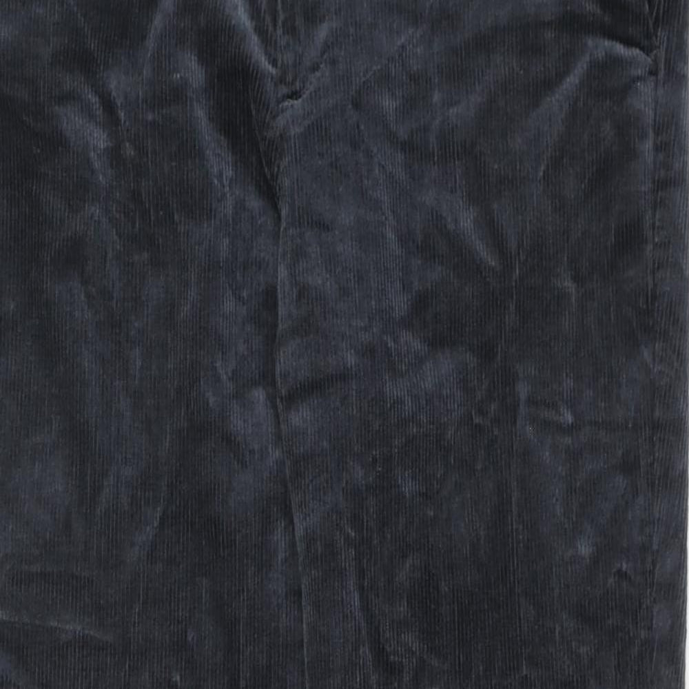 Marks and Spencer Mens Grey Cotton Trousers Size 36 in L33 in Regular Zip