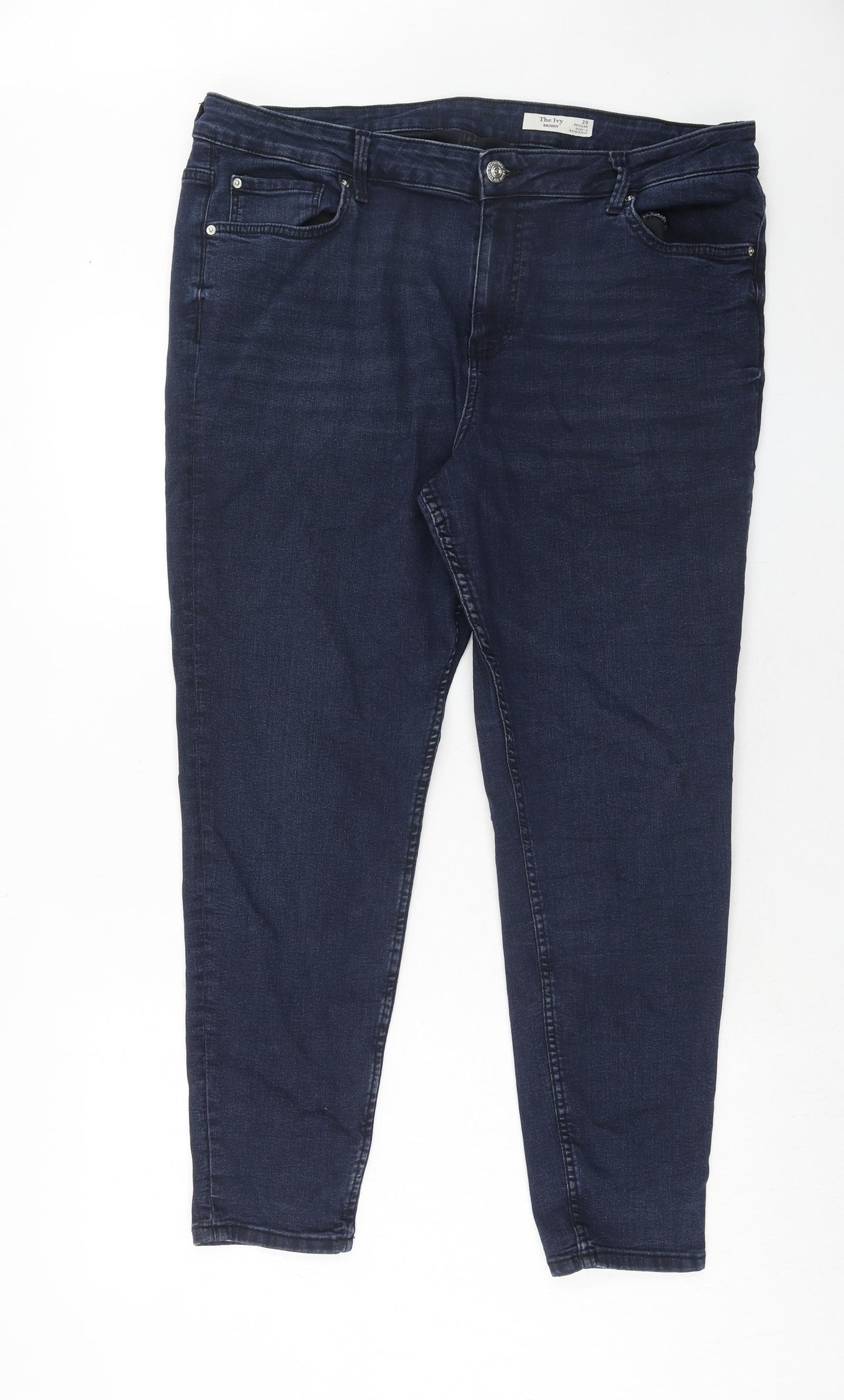 Marks and Spencer Womens Blue Cotton Skinny Jeans Size 20 Regular Zip