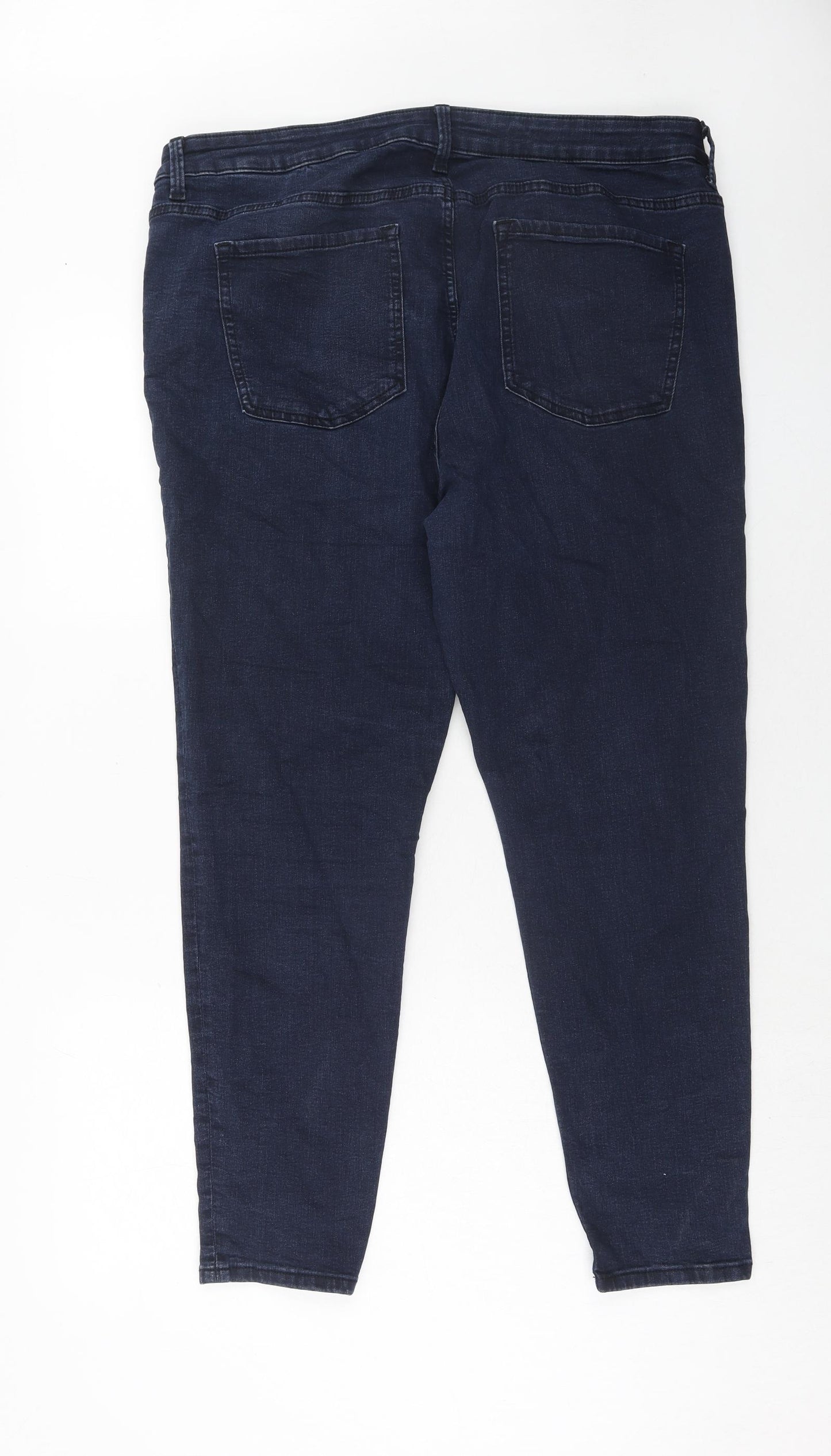 Marks and Spencer Womens Blue Cotton Skinny Jeans Size 20 Regular Zip