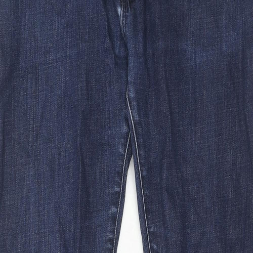 Marks and Spencer Mens Blue Cotton Straight Jeans Size 32 in L32 in Regular Zip