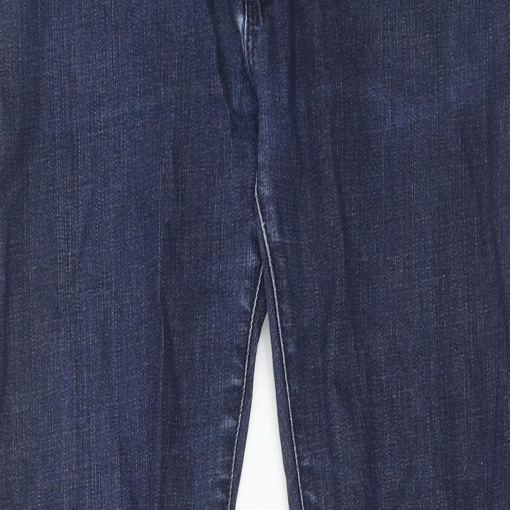 Marks and Spencer Mens Blue Cotton Straight Jeans Size 32 in L32 in Regular Zip