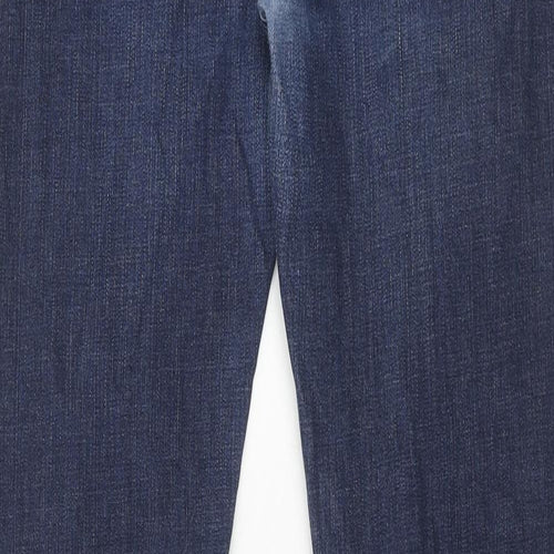 Marks and Spencer Mens Blue Cotton Straight Jeans Size 32 in L32 in Regular Zip