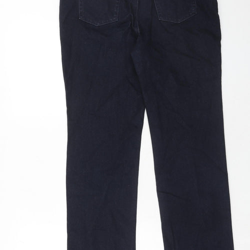 Marks and Spencer Womens Blue Cotton Straight Jeans Size 12 Regular Zip