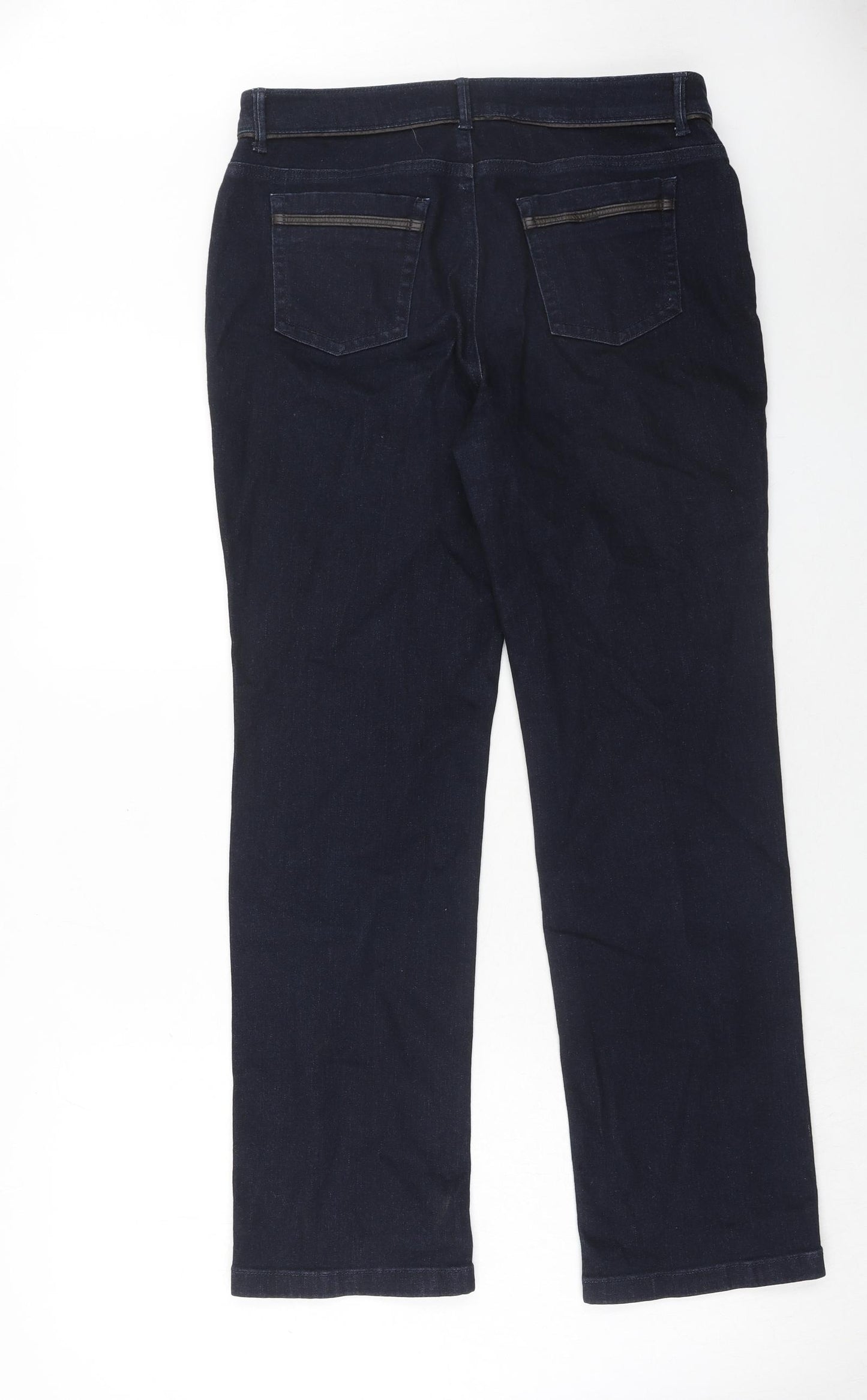 Marks and Spencer Womens Blue Cotton Straight Jeans Size 12 Regular Zip