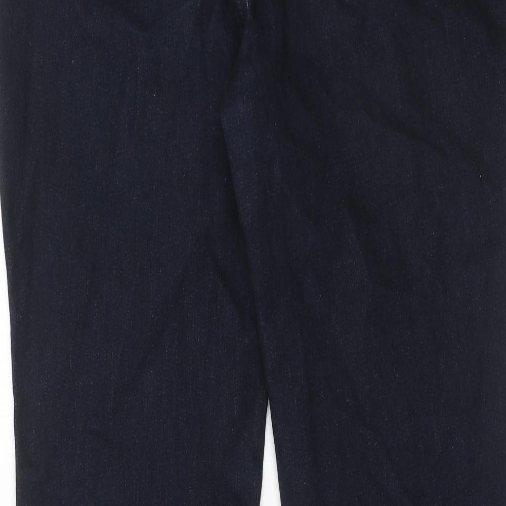 Marks and Spencer Womens Blue Cotton Straight Jeans Size 12 Regular Zip