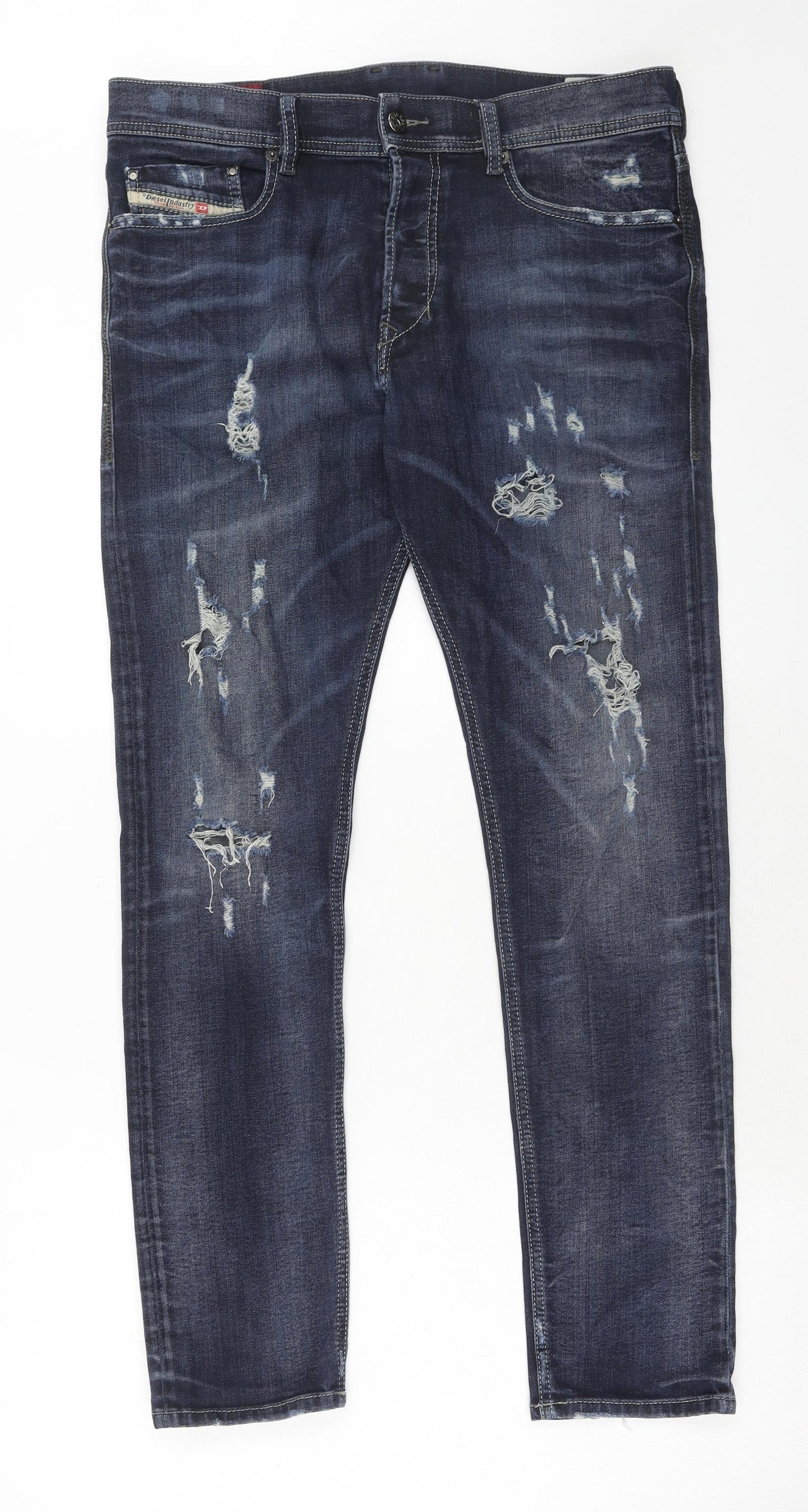 Diesel Mens Blue Cotton Skinny Jeans Size 32 in L30 in Regular Button