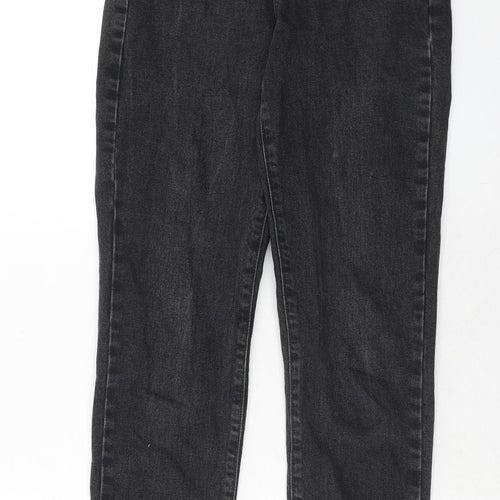 New Look Womens Black Cotton Mom Jeans Size 8 Regular Zip