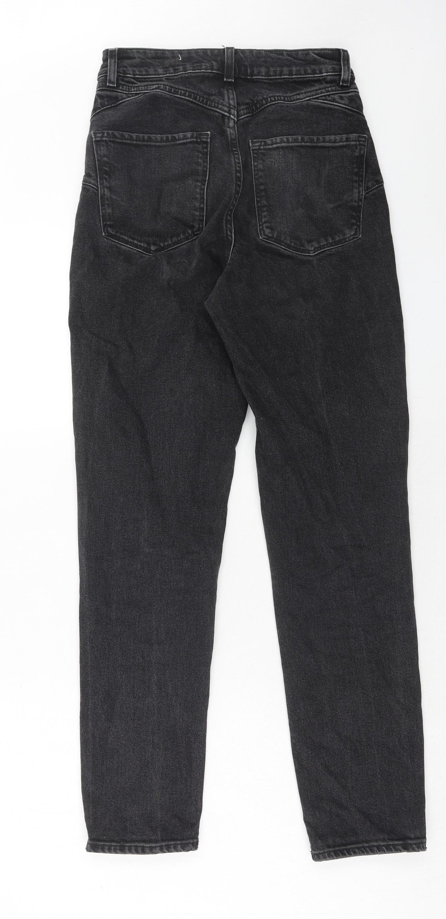 New Look Womens Black Cotton Mom Jeans Size 8 Regular Zip