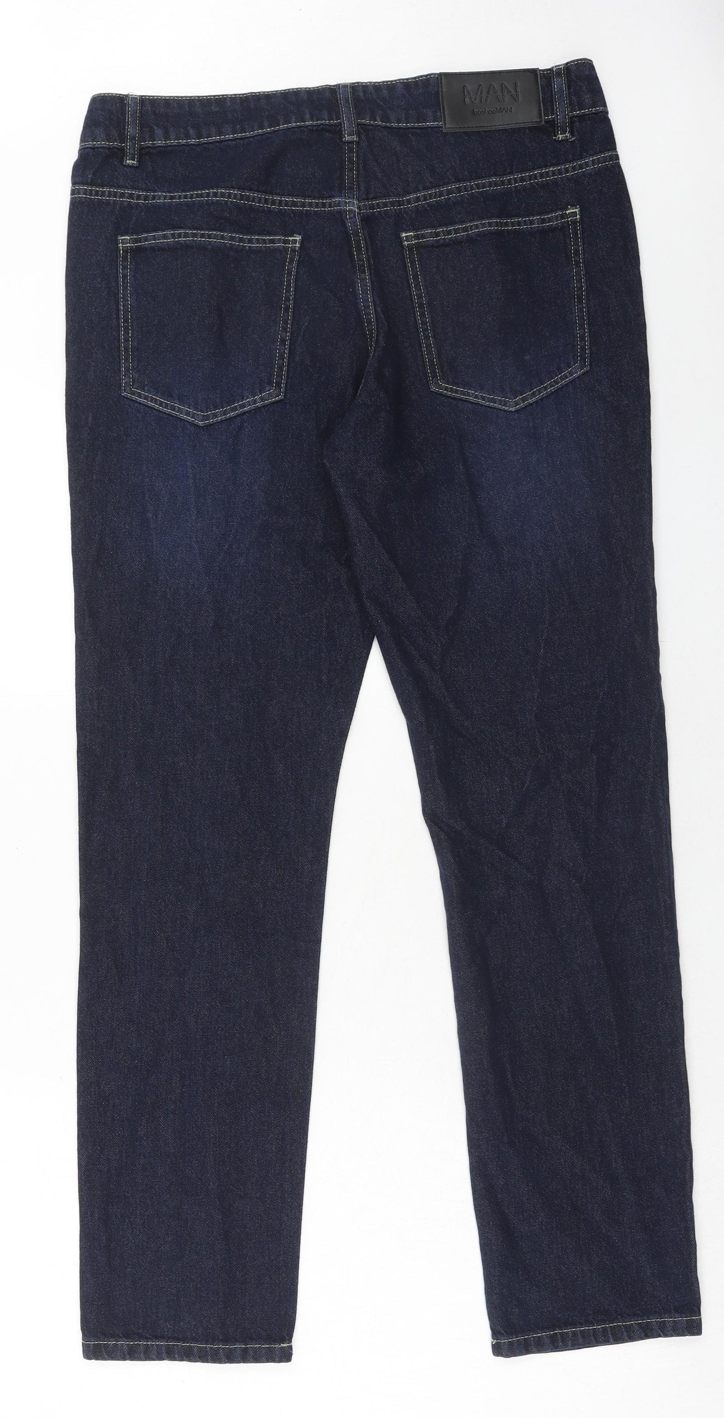 Boohoo Mens Blue Cotton Straight Jeans Size 32 in Regular Button