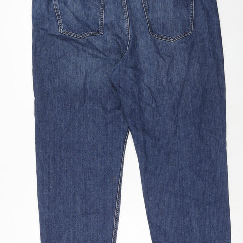 Marks and Spencer Womens Blue Cotton Boyfriend Jeans Size 22 Regular Zip