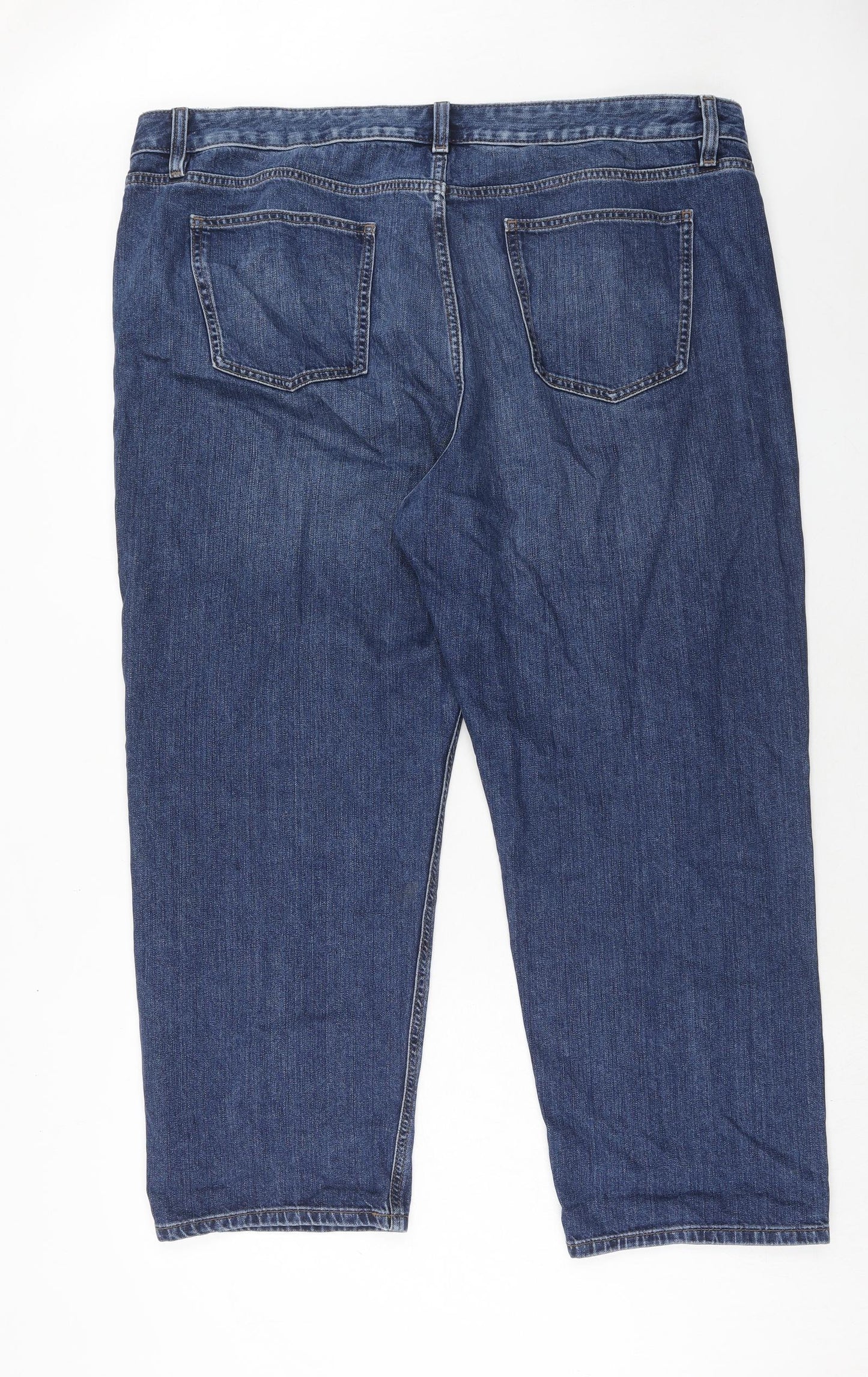 Marks and Spencer Womens Blue Cotton Boyfriend Jeans Size 22 Regular Zip