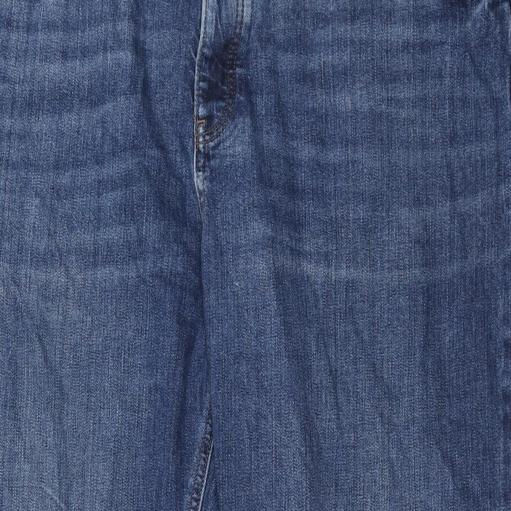 Marks and Spencer Womens Blue Cotton Boyfriend Jeans Size 22 Regular Zip