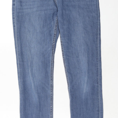 H&M Womens Blue Cotton Skinny Jeans Size 12 Regular Zip