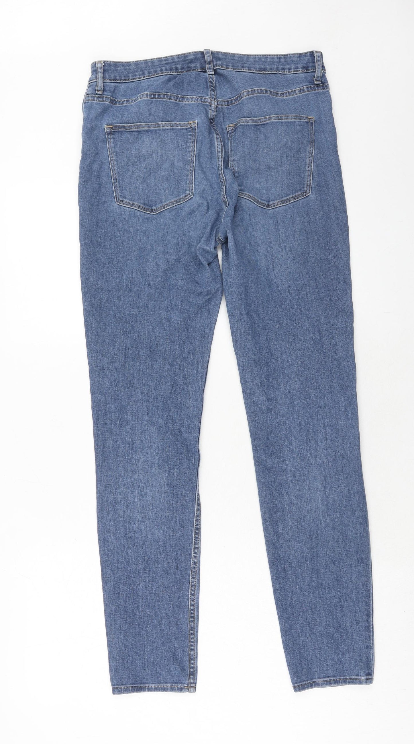 H&M Womens Blue Cotton Skinny Jeans Size 12 Regular Zip