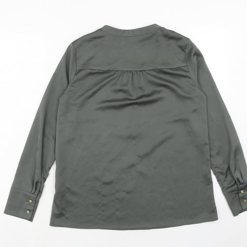 H&M Womens Green Polyester Basic Blouse Size S V-Neck