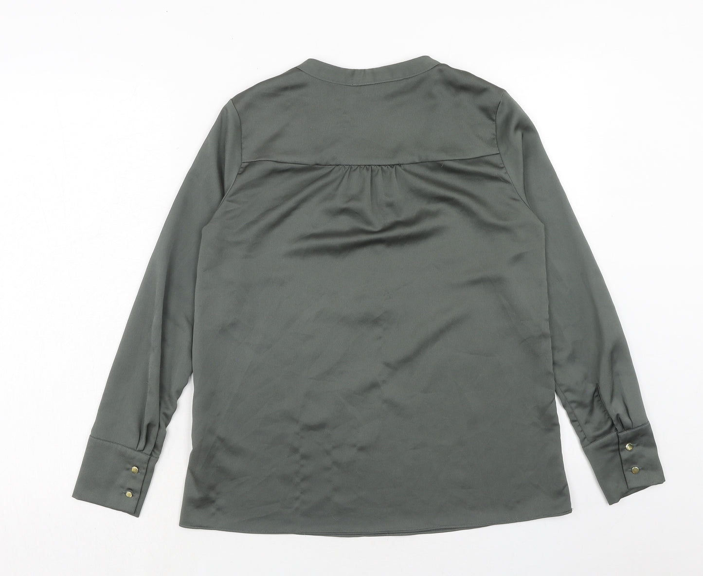 H&M Womens Green Polyester Basic Blouse Size S V-Neck