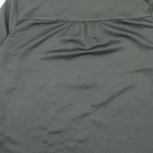 H&M Womens Green Polyester Basic Blouse Size S V-Neck