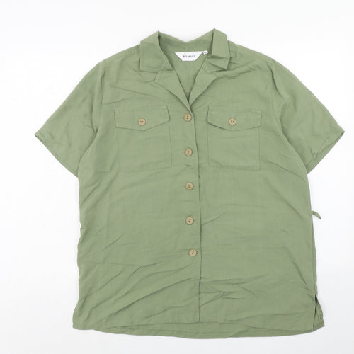 Damart Womens Green Viscose Basic Button-Up Size 16 Collared