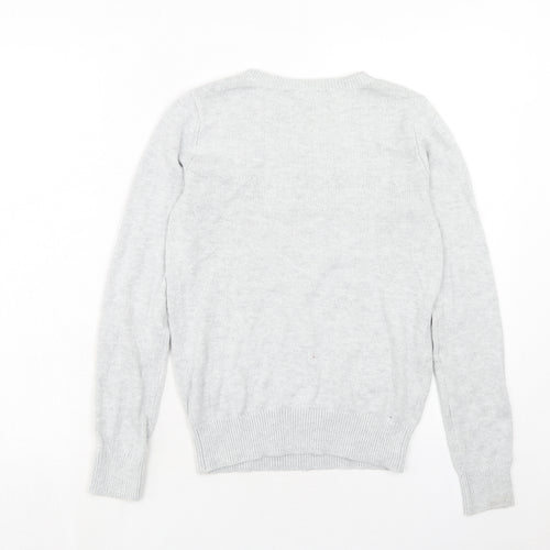 Dorothy Perkins Womens Grey Round Neck Cotton Pullover Jumper Size 8