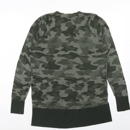 Ruth Langsford Womens Red V-Neck Camouflage Cotton Pullover Jumper Size L