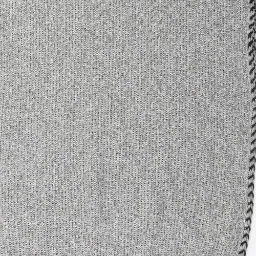 Topshop Womens Grey V-Neck Geometric Acrylic Pullover Jumper Size M
