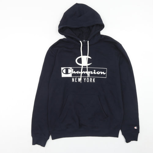 Champion Mens Blue Cotton Pullover Hoodie Size M - New York