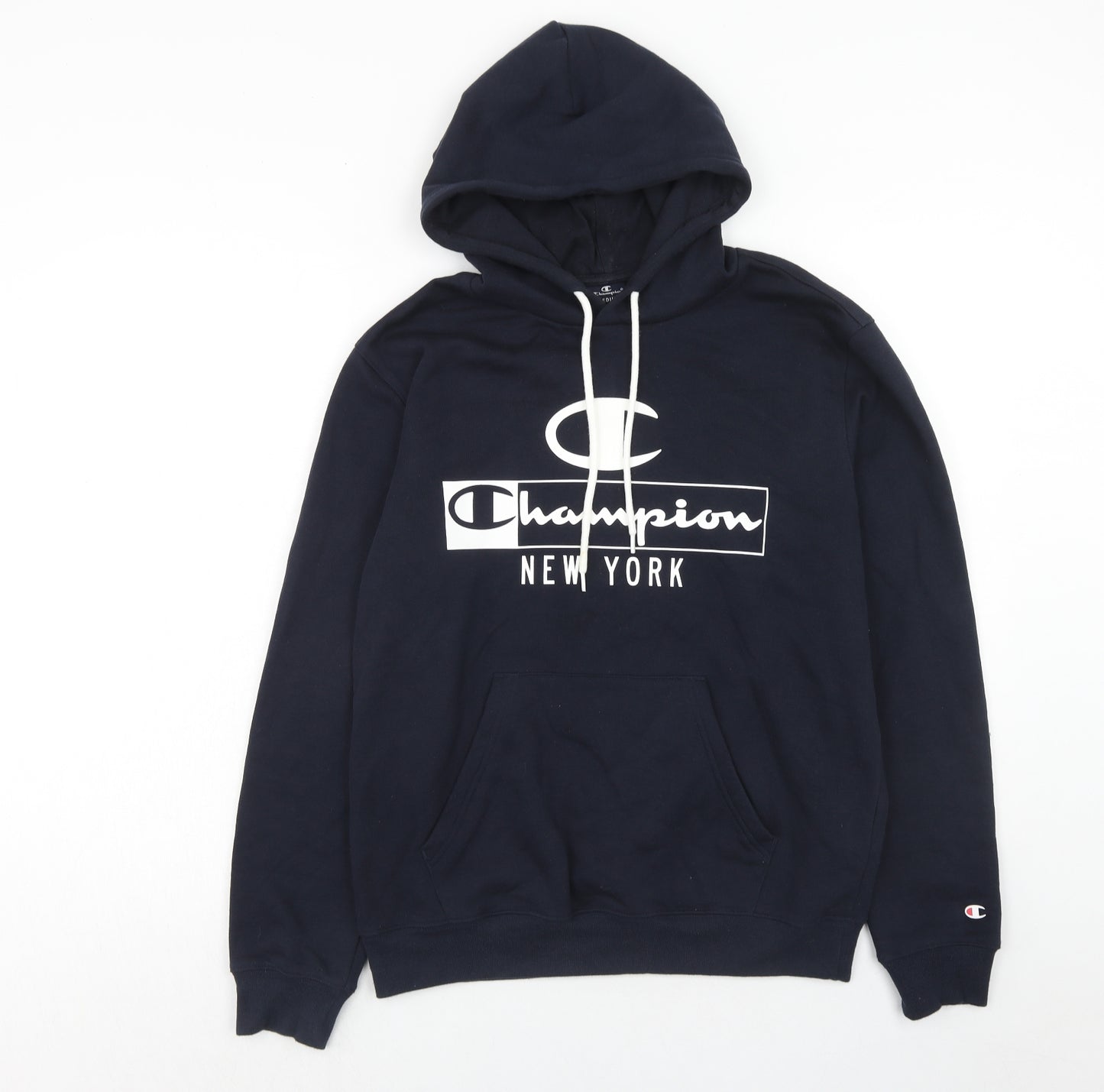Champion Mens Blue Cotton Pullover Hoodie Size M - New York