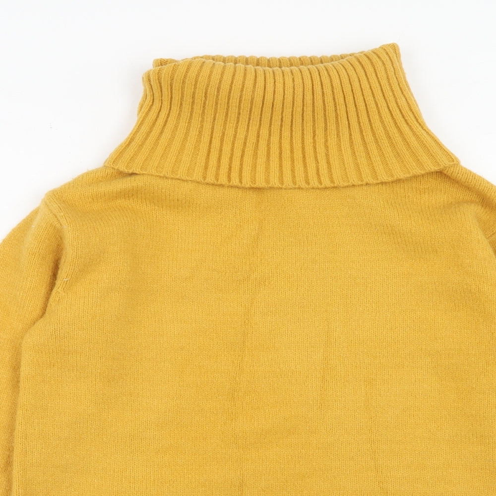 H&M Womens Yellow Roll Neck Acrylic Pullover Jumper Size S