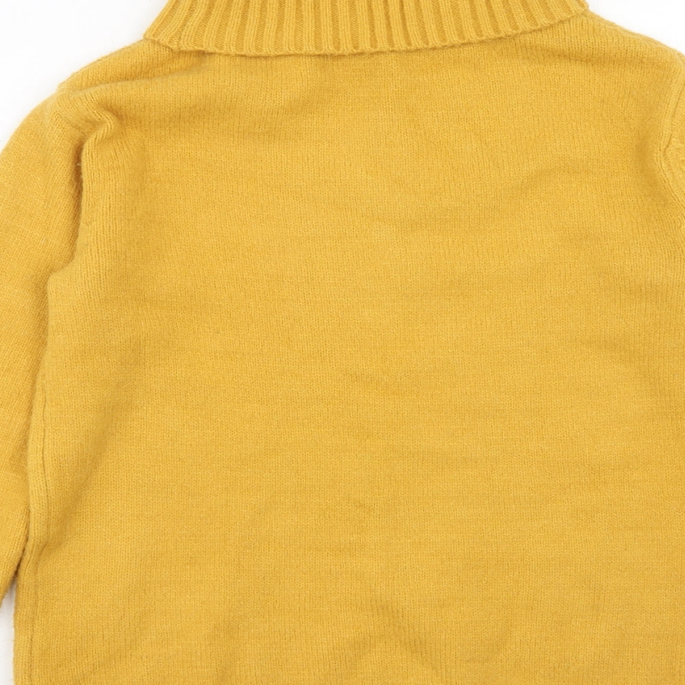 H&M Womens Yellow Roll Neck Acrylic Pullover Jumper Size S