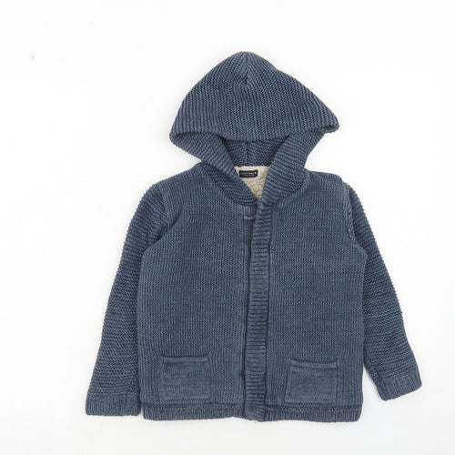 NEXT Boys Blue Basic Coat Coatigan Size 4-5 Years Zip