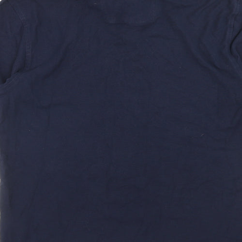 Marks and Spencer Mens Blue Cotton Polo Size L Collared Button