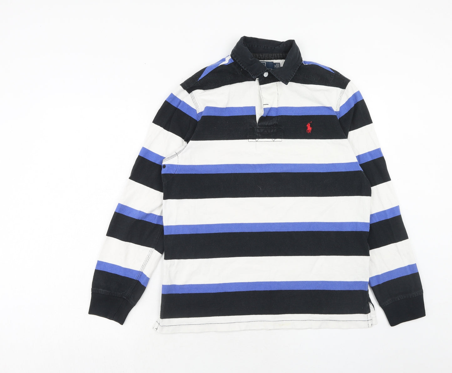 Polo Ralph Lauren Mens Multicoloured Striped Cotton Polo Size M Collared Button