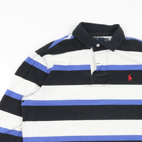 Polo Ralph Lauren Mens Multicoloured Striped Cotton Polo Size M Collared Button