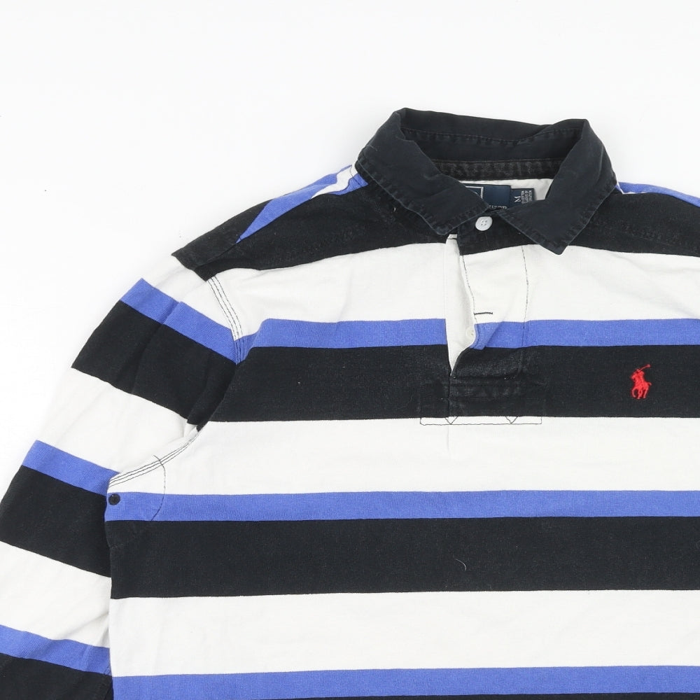 Polo Ralph Lauren Mens Multicoloured Striped Cotton Polo Size M Collared Button