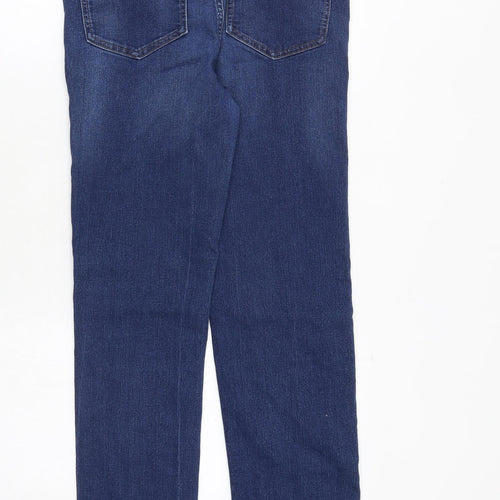 Marks and Spencer Womens Blue Cotton Straight Jeans Size 12 Regular Zip