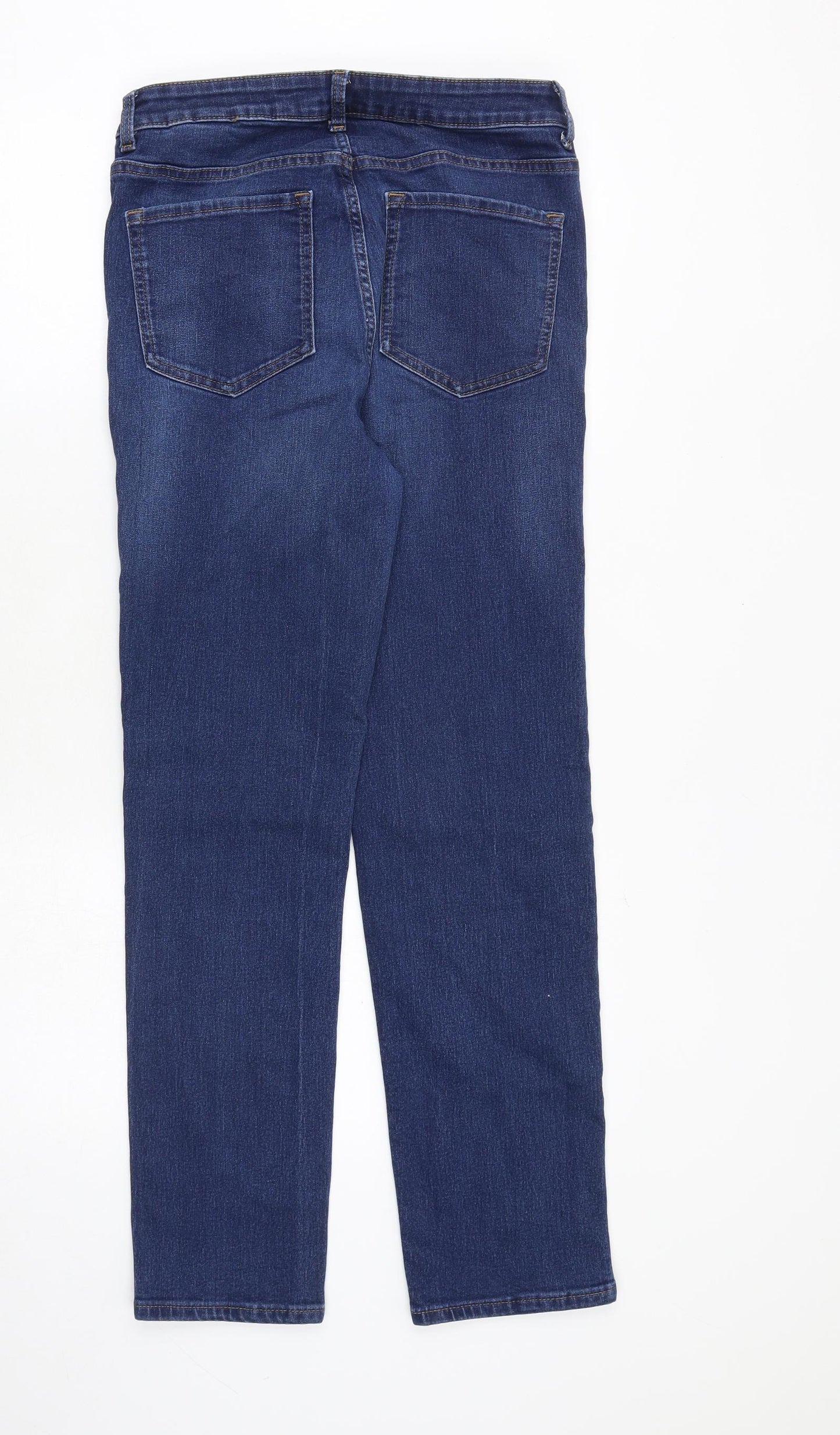 Marks and Spencer Womens Blue Cotton Straight Jeans Size 12 Regular Zip